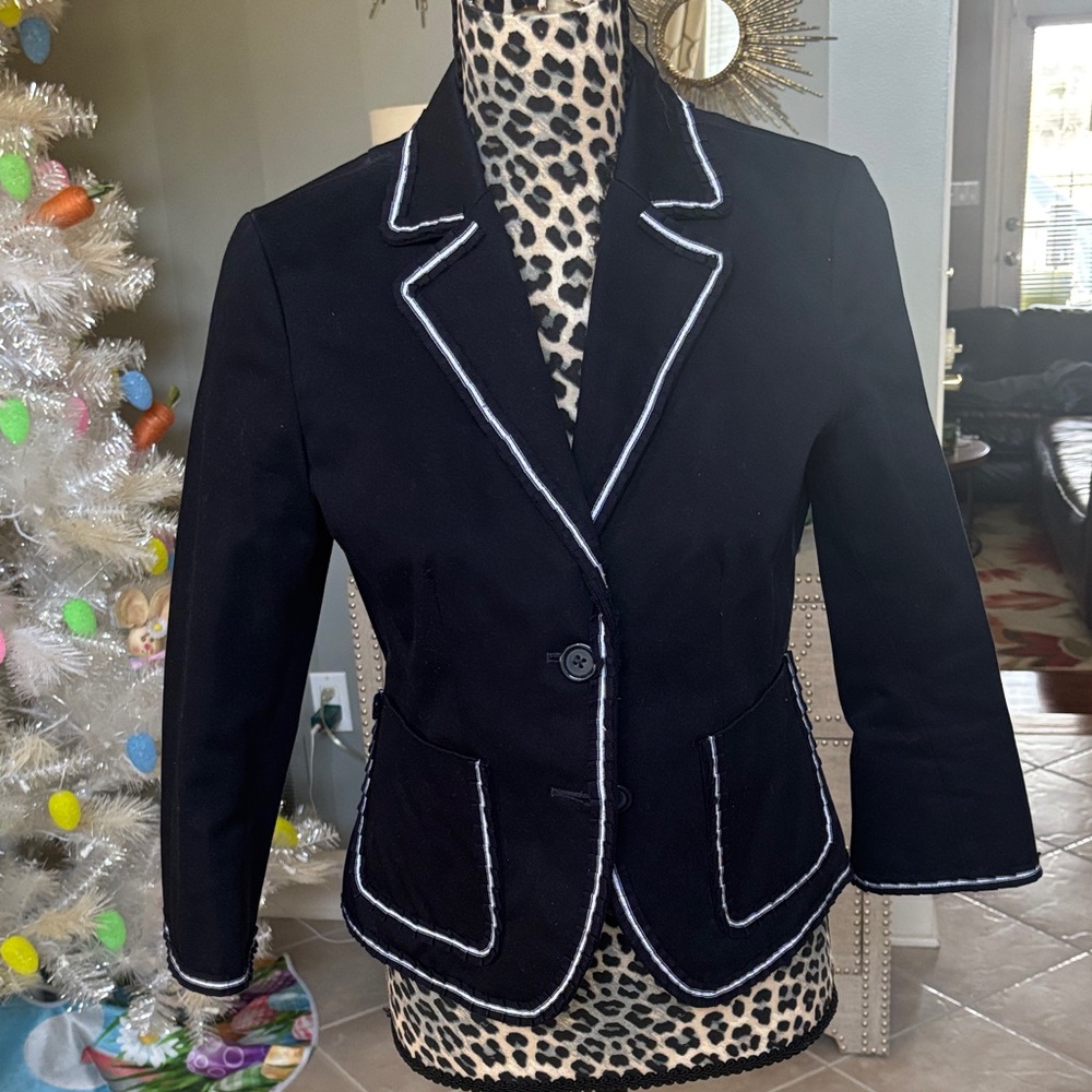 J. Crew Navy Blazer with White Trim